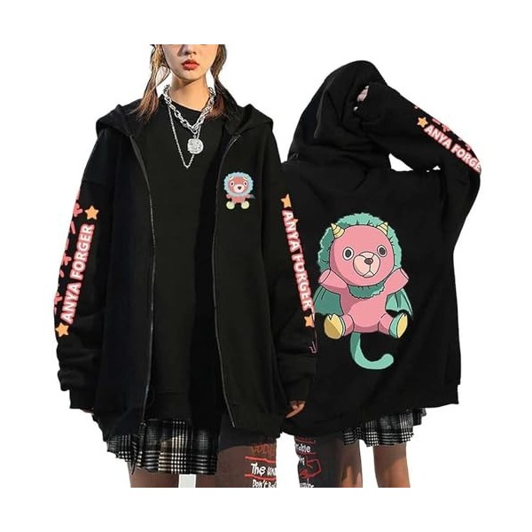 westtrend Anime Spy X Family Jumper Anya Forger Hoodies Stylish Basic Zipper Coat Forger Anya for Trend Cardigan Coat