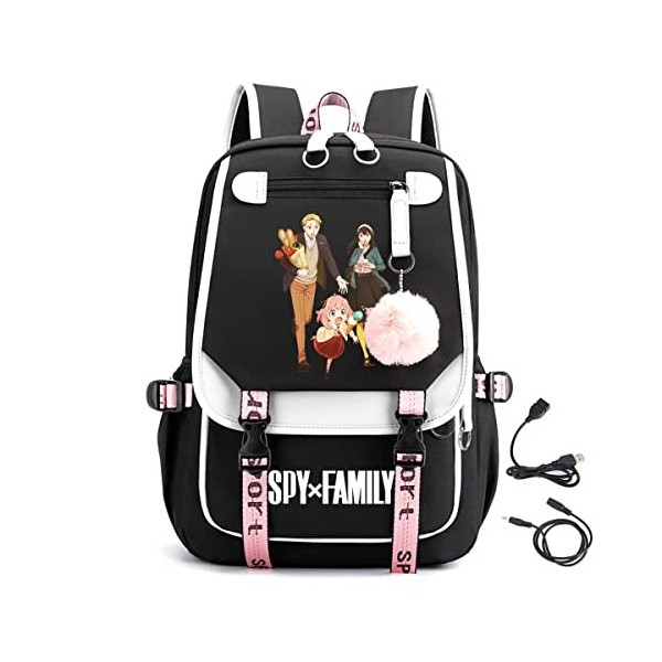 LKY STAR Spy x Family Sac à Dos Femme Fille Cartable Primaire Rucksack,Très Approprié pour Lécole, les Voyages,22L