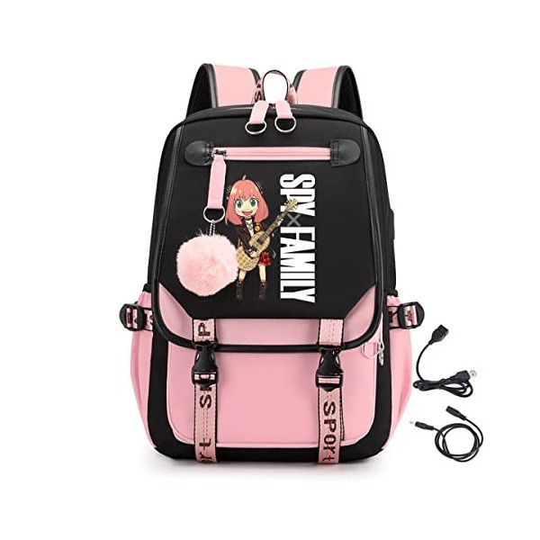 LKY STAR Spy x Family Sac à Dos Femme Fille Cartable Primaire Rucksack,Très Approprié pour Lécole, les Voyages,22L