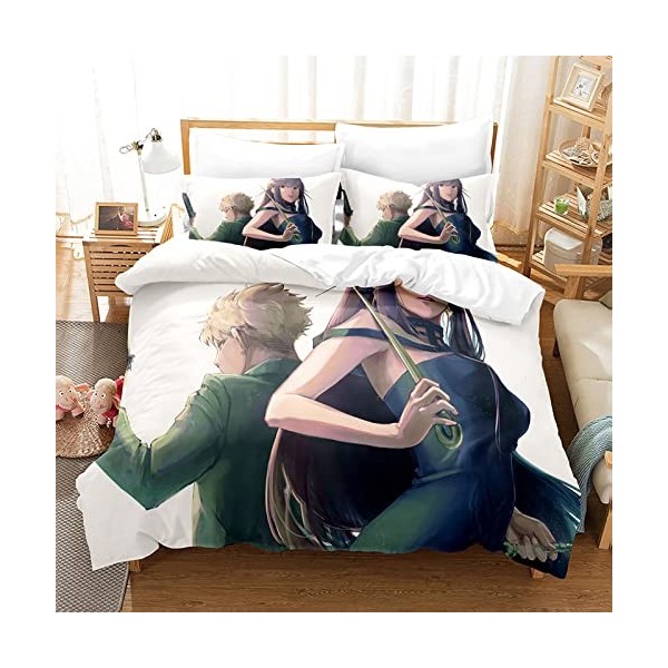 acsefire Anime Spy x Family Ensemble de literie imprimé Housse de Couette Ensembles 2 pièces Housse de Couette et taies dore