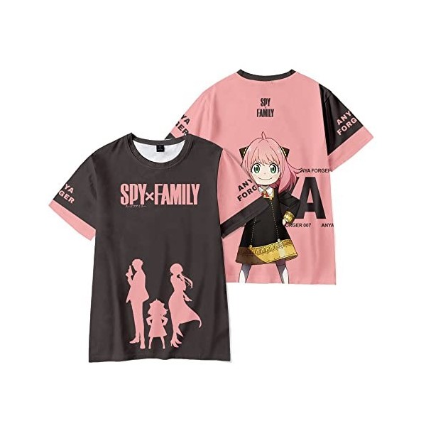 Anime T-Shirt à Manches Courtes Spy x Family Merch Tops Imprimés en 3D Garçon Fille Cosplay Tee