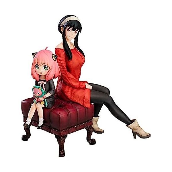 REOZIGN Spy Family Statue de Figure, Anya, yor Position Assise Figurine 15cm / 5,9 Pouces arccoat Anya PVC Figures daction M