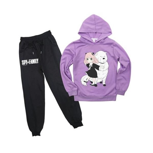 acsewater Enfants Anime Spy x Family Hoodie Pantalon Survêtements Anya Forger Sweat À Manches Longues Taille Élastique Pantal