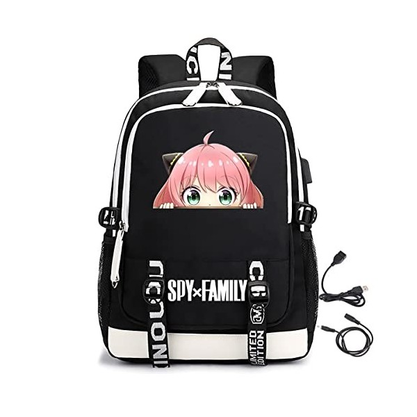 LKY STAR Anime Spy x Family Sacs à Dos Loisir Homme Femme Backpack Anya Forger Cosplay Cartable avec port de Charge USB et Pr