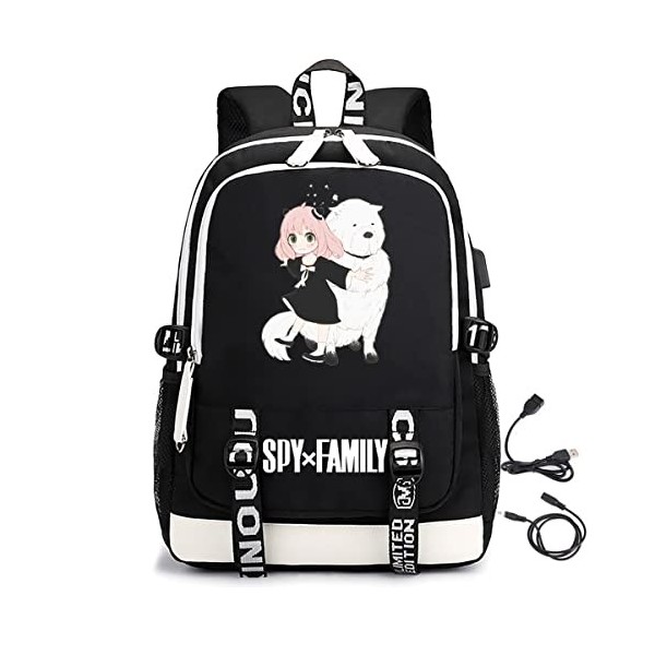 LKY STAR Anime Spy x Family Sacs à Dos Loisir Homme Femme Backpack Anya Forger Cosplay Cartable avec port de Charge USB et Pr