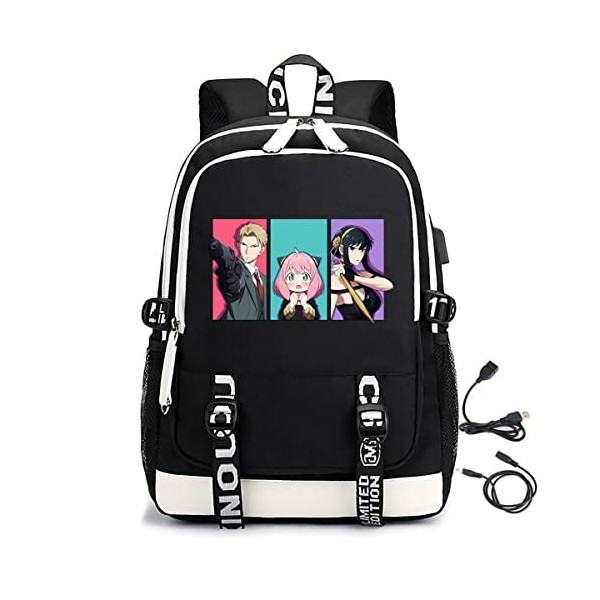 LKY STAR Anime Spy x Family Sacs à Dos Loisir Homme Femme Backpack Anya Forger Cosplay Cartable avec port de Charge USB et Pr