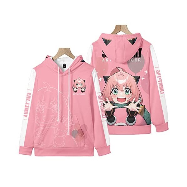 zhedu Spy X Family Sweat à Capuche Imprimé Homme Anime Harajuku Sweat Femmes à Capuche Automne Hiver Décontracté Poche à Capu