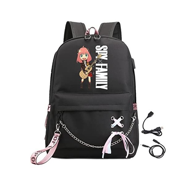 LKY STAR Anime Spy x Family Cartable pour Enfants,Fille Primaire Sac à Dos,22L,Unisexe Oxford Étanche Avec USB College Pack