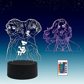 2 en 1,Tokyo Revengers,Baji,Mikey,lampe animée menée illusion 3D, télécommande RVB à 16 couleurs, veilleuse bébé led