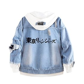 Fancyland Veste Toman Tokyo Revengers, Hoodie en Jean Tokyo Manji Sweat avec Capuche Japonais Manga Déguisement Cosplay Adult