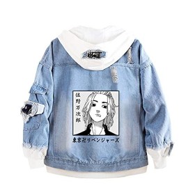 Fancyland Veste Toman Tokyo Revengers, Hoodie en Jean Tokyo Manji Sweat avec Capuche Japonais Manga Déguisement Cosplay Adult