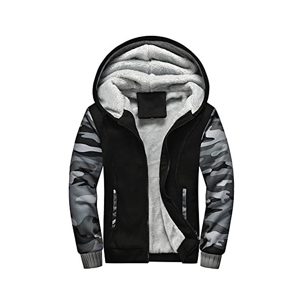uxxnjfg Veste Polaire Homme Capuche Sweat Zippé Homme Militaire Chaud Épais Pulls Gilets Et Sweats Homme Col Montant Cardigan