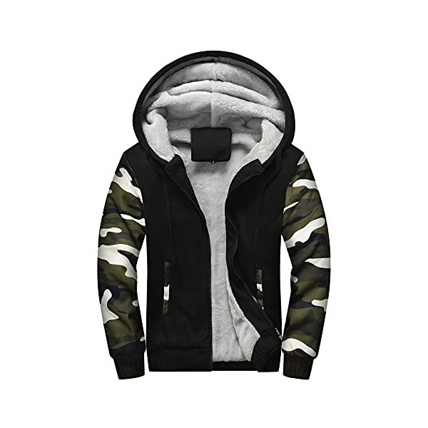 uxxnjfg Veste Polaire Homme Capuche Sweat Zippé Homme Militaire Chaud Épais Pulls Gilets Et Sweats Homme Col Montant Cardigan