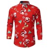 JJPAR Chemises de Noël Moche pour Hommes T-Shirts Boutonnés à Manches Longues 3D Funky Chemise Hawaïenne Imprimé Père Noël Hi