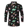 JJPAR Chemises de Noël Moche pour Hommes T-Shirts Boutonnés à Manches Longues 3D Funky Chemise Hawaïenne Imprimé Père Noël Hi