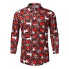 JJPAR Chemises de Noël Moche pour Hommes T-Shirts Boutonnés à Manches Longues 3D Funky Chemise Hawaïenne Imprimé Père Noël Hi