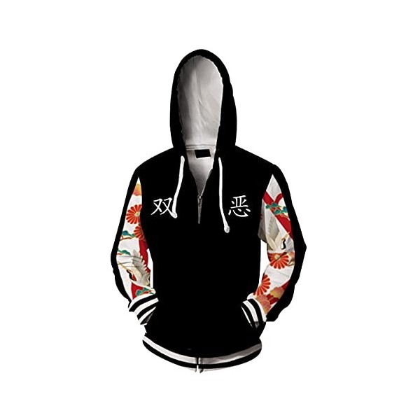 Piccodos Homme Femme Anime Impression 3D Veste Zippée Hoodie Revengers Nahoya Kawata Souta Smiley Angry Sweat à Manches Longu