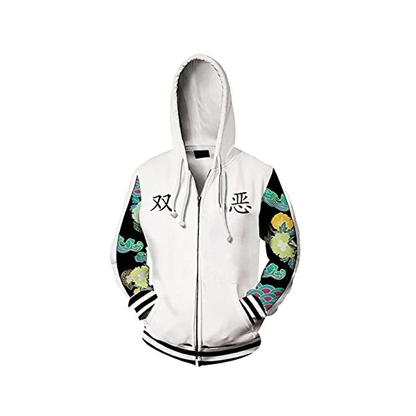 Piccodos Homme Femme Anime Impression 3D Veste Zippée Hoodie Revengers Nahoya Kawata Souta Smiley Angry Sweat à Manches Longu