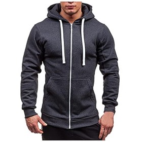 JJPAR Veste Homme Sweat à Capuche Hiver Chaud Épais Gilets Slim Décontractée Sweats Multi-Poche Manche Longue Zippé&nbsp; Cordon d