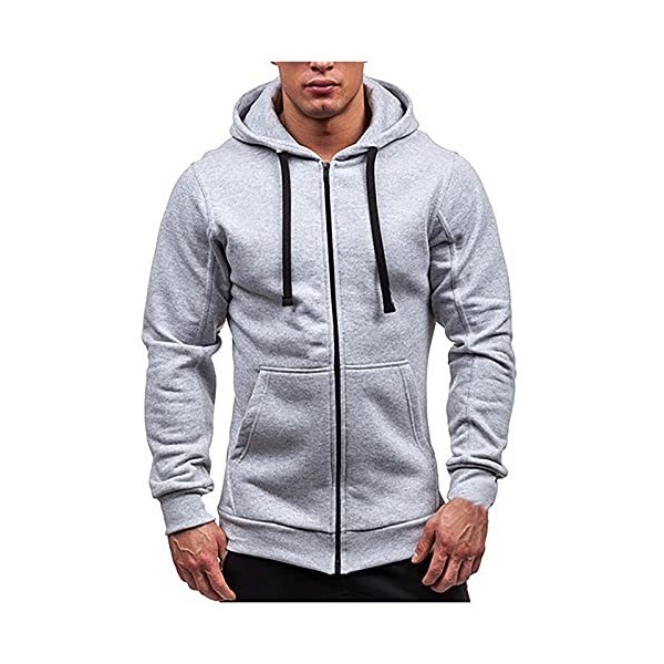 JJPAR Veste Homme Sweat à Capuche Hiver Chaud Épais Gilets Slim Décontractée Sweats Multi-Poche Manche Longue Zippé&nbsp; Cordon d