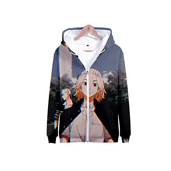 Piccodos Homme Femme Unisexe Anime Impression 3D Sweat à Capuche Revengers Ken Ryuguji Draken Doraken Cosplay Costume Noir S 