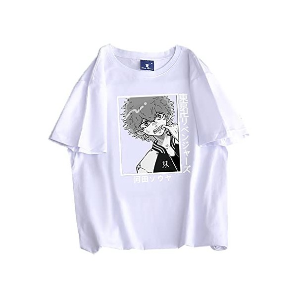 jiminhope Tokyo Revengers t-Shirt Unisexe été décontracté Confortable Coton t-Shirt Anime drôle imprimé Hauts Noirs