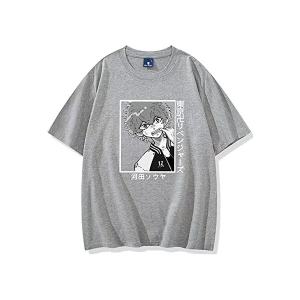 jiminhope Tokyo Revengers t-Shirt Unisexe été décontracté Confortable Coton t-Shirt Anime drôle imprimé Hauts Noirs