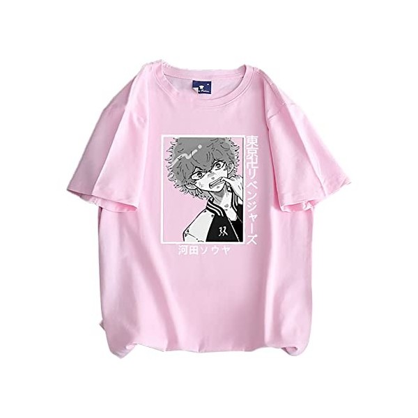 jiminhope Tokyo Revengers t-Shirt Unisexe été décontracté Confortable Coton t-Shirt Anime drôle imprimé Hauts Noirs