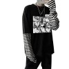 INVIMS Hanemiya Kazutora Harajuku Anime Hommes T-Shirt Mode à Manches Longues col Rond surdimensionné Faux Deux pièces T-Shir