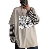 INVIMS Hanemiya Kazutora Harajuku Anime Hommes T-Shirt Mode à Manches Longues col Rond surdimensionné Faux Deux pièces T-Shir