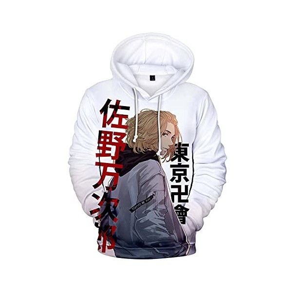 Flyself Garçon Sweat à Capuche Anime Japonais 3D Tokyo Revengers Pull Manjiro Sano Cosplay Manches Longues Vetement de Sport 