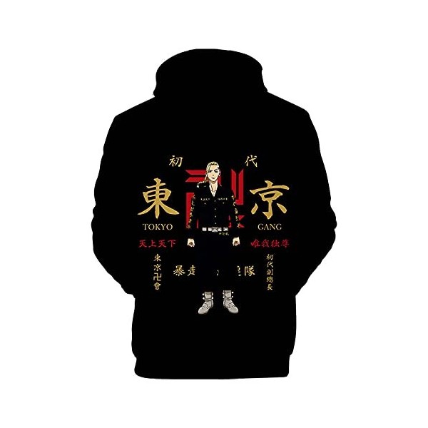 Flyself Garçon Sweat à Capuche Anime Japonais 3D Tokyo Revengers Pull Manjiro Sano Cosplay Manches Longues Vetement de Sport 