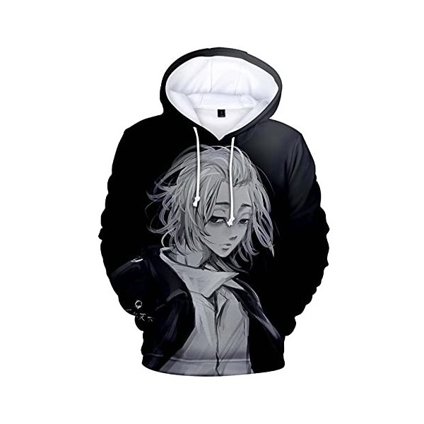 Flyself Garçon Sweat à Capuche Anime Japonais 3D Tokyo Revengers Pull Manjiro Sano Cosplay Manches Longues Vetement de Sport 