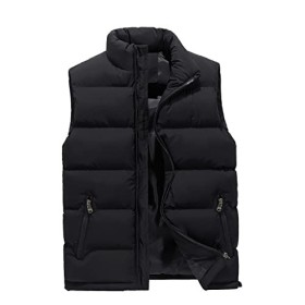 JJPAR Gilets Homme Doudoune sans Manches Slim Zippé Automne Hiver Chaud Épais Blousons Poches Couleur Unie Décontractée Sweat