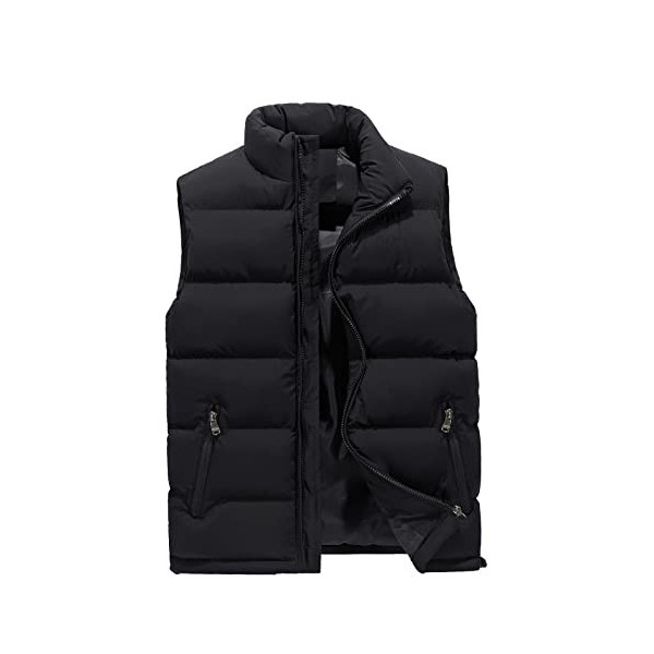 JJPAR Gilets Homme Doudoune sans Manches Slim Zippé Automne Hiver Chaud Épais Blousons Poches Couleur Unie Décontractée Sweat