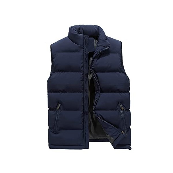 JJPAR Gilets Homme Doudoune sans Manches Slim Zippé Automne Hiver Chaud Épais Blousons Poches Couleur Unie Décontractée Sweat