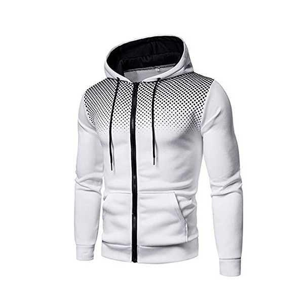 JJPAR Veste Homme Sweat à Capuche Polaire Fashion Personnaliser Double Zippé Hiver Chaud Épais Veste Slim Décontractée Sweats