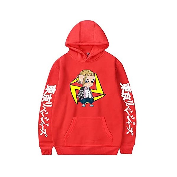 Yumenam Unisexe Tokyo Revengers Sweat à Capuche Manji Gang Kanji Impression Manche Longue Hoodie Animation Manga Cosplay Swea
