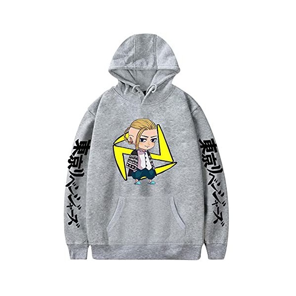 Yumenam Unisexe Tokyo Revengers Sweat à Capuche Manji Gang Kanji Impression Manche Longue Hoodie Animation Manga Cosplay Swea