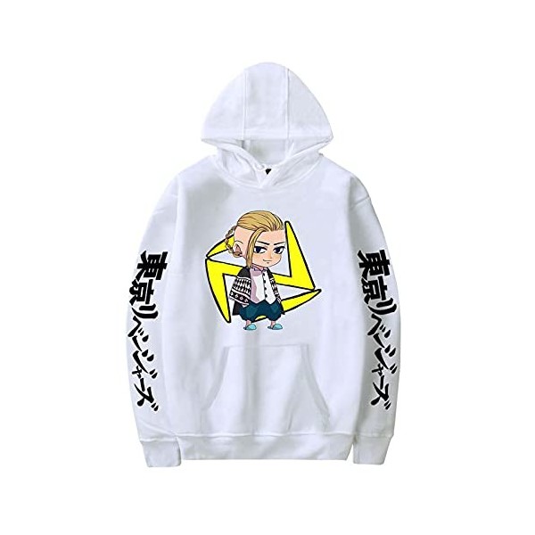 Yumenam Unisexe Tokyo Revengers Sweat à Capuche Manji Gang Kanji Impression Manche Longue Hoodie Animation Manga Cosplay Swea