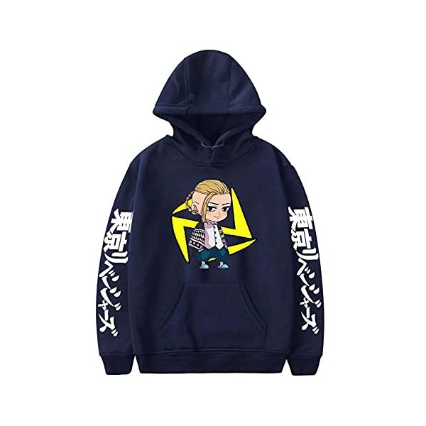 Yumenam Unisexe Tokyo Revengers Sweat à Capuche Manji Gang Kanji Impression Manche Longue Hoodie Animation Manga Cosplay Swea