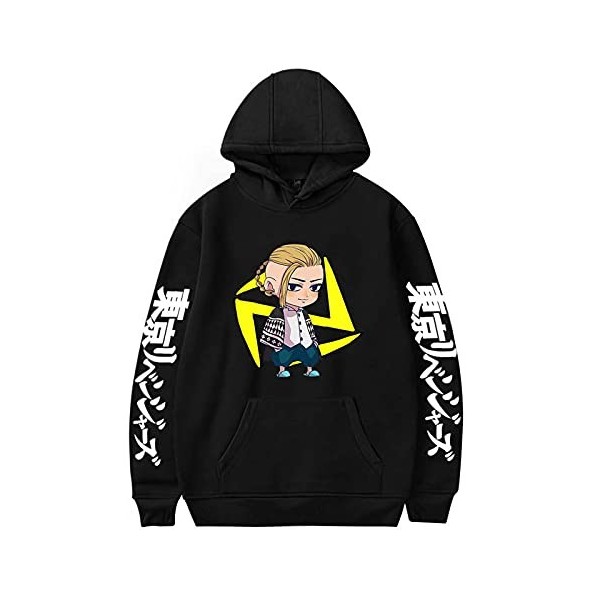 Yumenam Unisexe Tokyo Revengers Sweat à Capuche Manji Gang Kanji Impression Manche Longue Hoodie Animation Manga Cosplay Swea