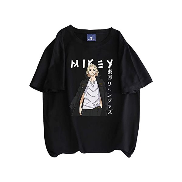 jiminhope Tokyo Revengers t-Shirt Unisexe été décontracté Confortable Coton t-Shirt Anime drôle imprimé Hauts Noirs