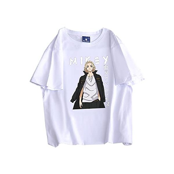 jiminhope Tokyo Revengers t-Shirt Unisexe été décontracté Confortable Coton t-Shirt Anime drôle imprimé Hauts Noirs