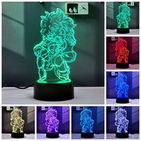2 en 1,My Hero Academia,Todoroki Shoto,Midoriya Izuku, lampe animée menée illusion 3D, télécommande RVB à 16 couleurs, veille