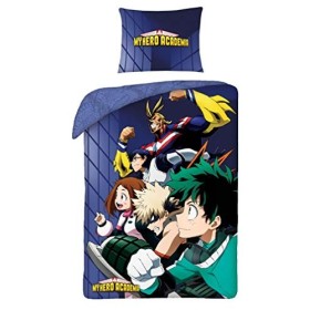 My Hero Academia Parure de lit 100% Coton - Housse de Couette Réversible 140x200cm + Taie doreiller