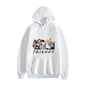 My Hero Academia Sweat capuche anime Motif Friends Pull imprimé pour homme et femme Tailles de XXS à 4XL, Noir , S