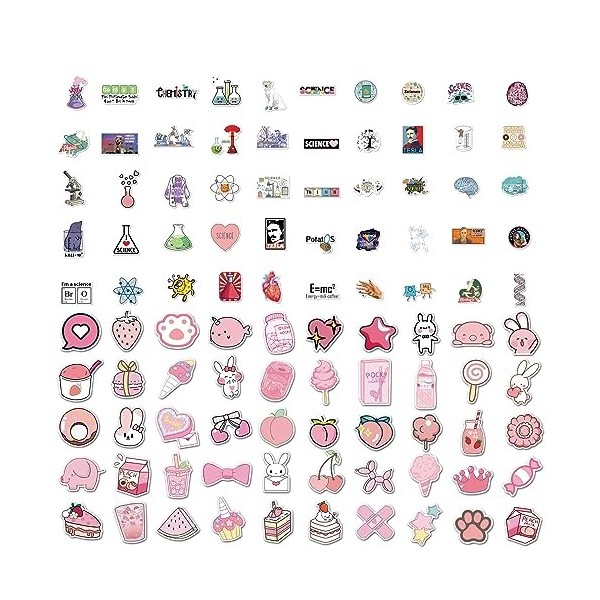 100 Pcs Stickers, Autocollant Scrapbooking, Gomettes Autocollantes, Autocollant Kawaii, Stickers Manga, Stickers Ordinateur P