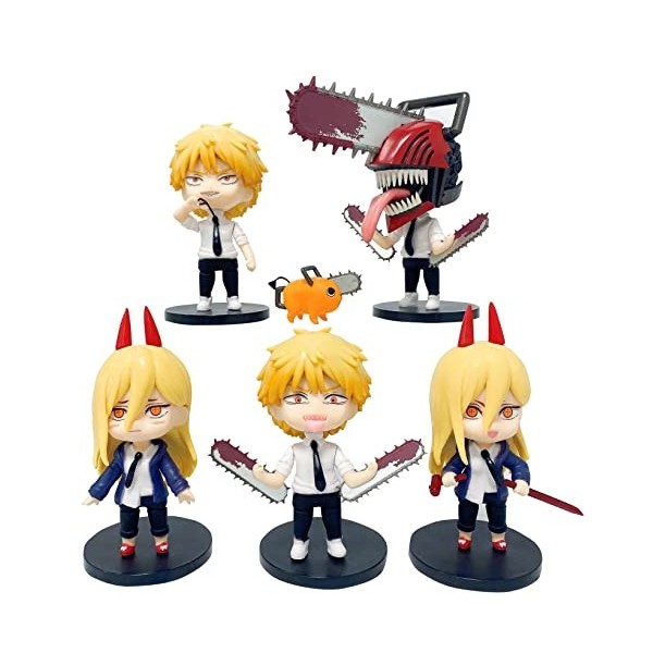 SPIRTUDE 6pcs Chainsaw Man Action Figure, Anime Figures Denji Pochita Makima Figurine Toys, Gift for Kids Christmas Birthday 