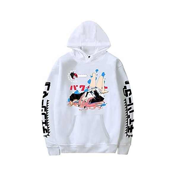 acsefire Chainsaw Man À Capuche Mode Streetwear Sweat À Capuche Anime Caractère Imprimer Couleur Unie Pull Hommes Femmes